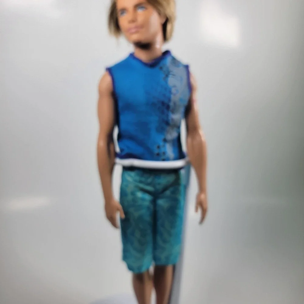 Barbie Ken Doll Rooted Hair 2010 Blue Sleeveless Top & Shorts Fashion Figure Toy
